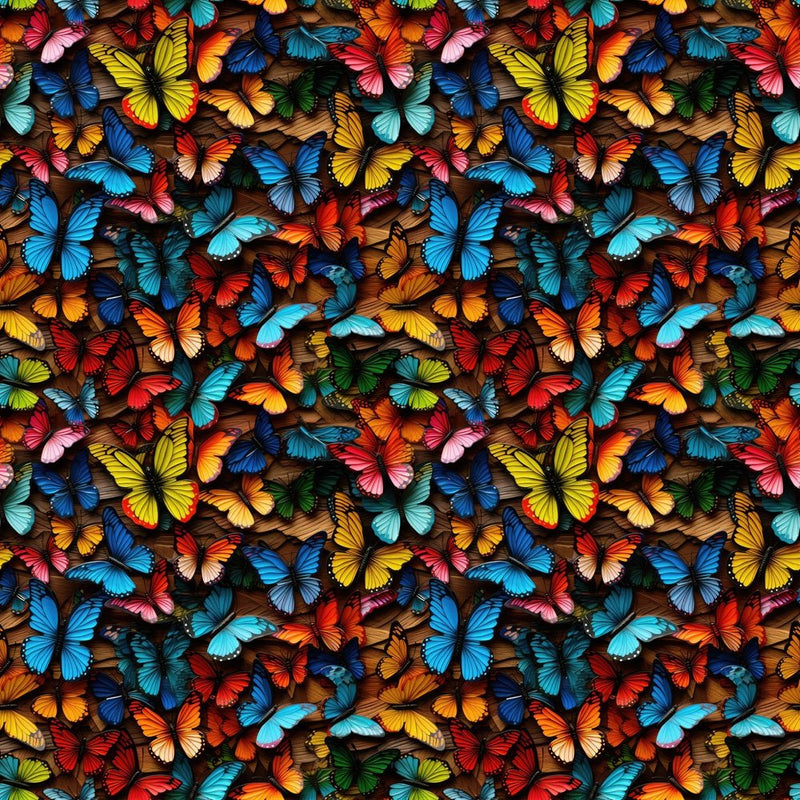 Colorful Butterfly on Wood Fabric - ineedfabric.com