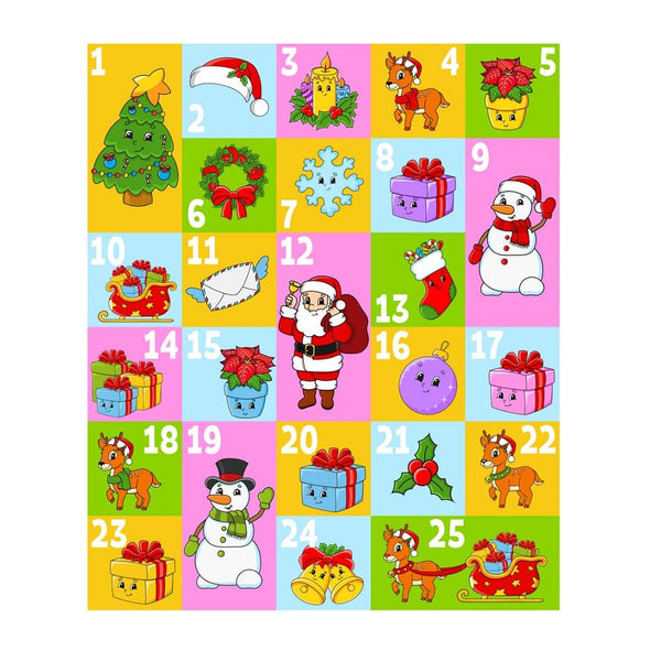 Colorful Cartoon Christmas Advent Calendar Fabric Panel - ineedfabric.com