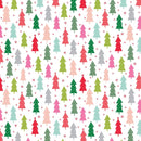 Colorful Christmas Tree Fabric - White - ineedfabric.com