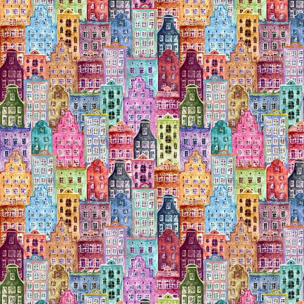 Colorful City Fabric - ineedfabric.com