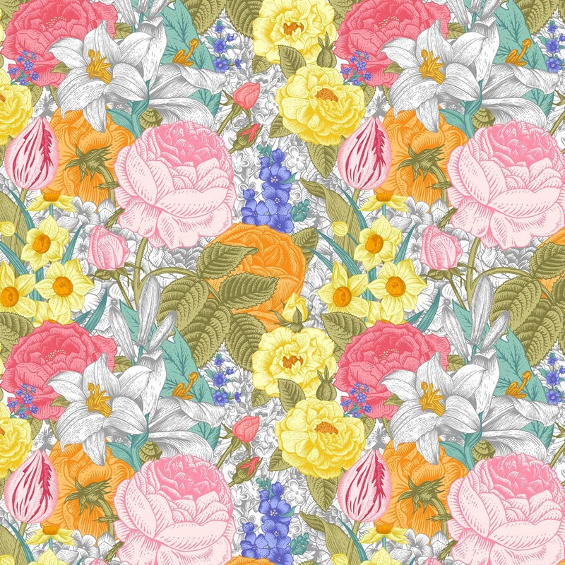 Colorful Flowers Fabric - Multi - ineedfabric.com