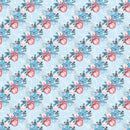 Colorful Ornaments on Swirl Fabric - Blue - ineedfabric.com