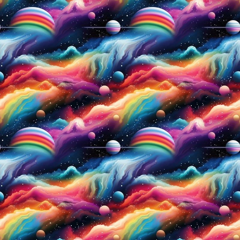 Colorful Planets In Space Fabric - ineedfabric.com