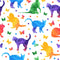 Colorful Watercolor Cats & Butterflies Fabric - ineedfabric.com