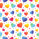 Colorful Watercolor Hearts Fabric - ineedfabric.com