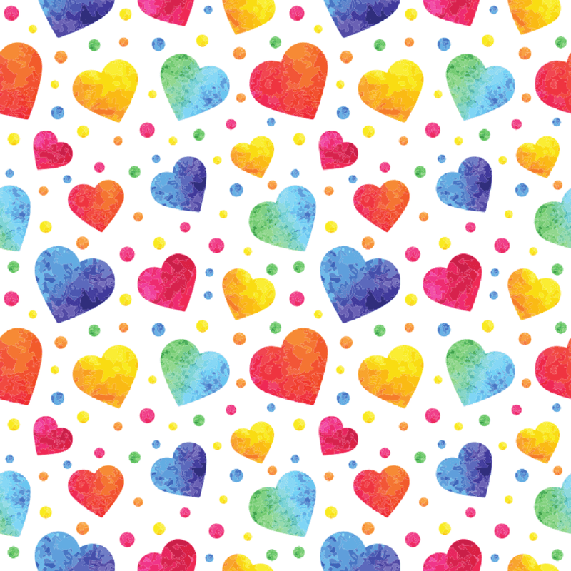 Colorful Watercolor Hearts Fabric - ineedfabric.com