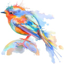 Colorful Watercolor Splash Little Bird Fabric Panel - ineedfabric.com
