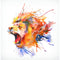 Colorful Watercolor Splash Roaring Lion Fabric Panel - ineedfabric.com