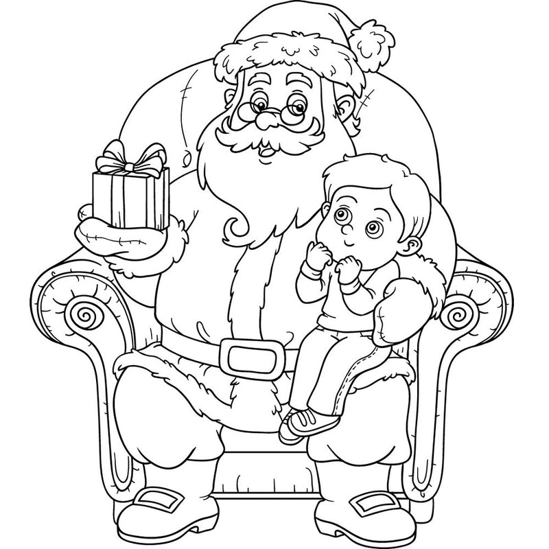 Coloring Page Child On Santa's Lap Fabric Panel – ineedfabric.com