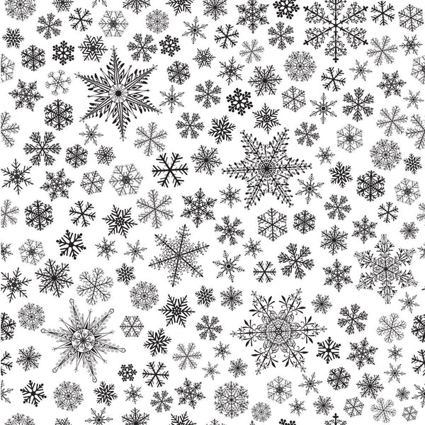 Complex Snowflakes 2 Fabric - Black/White - ineedfabric.com