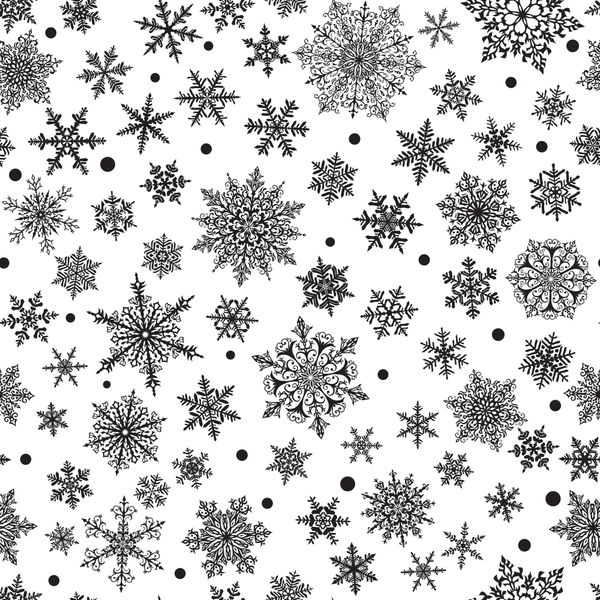Complex Snowflakes Fabric - Black/White - ineedfabric.com