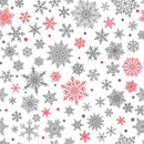 Complex Snowflakes Fabric - Gray/Red - ineedfabric.com