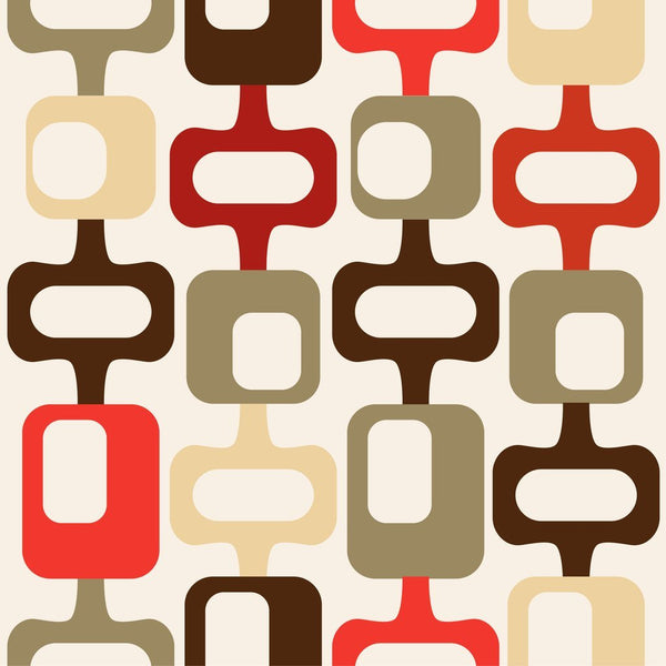 Connected Rectangles Fabric - Brown - ineedfabric.com