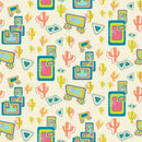 Connected Rectangles With Cactus Fabric - Yellow - ineedfabric.com