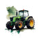 Cool Watercolor Farm Tractor Fabric Panel - Green - ineedfabric.com