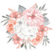 Coral & Grey Bouquet Fabric Panel - ineedfabric.com