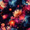 Cosmic Galaxy Floral Pattern 3 Fabric - ineedfabric.com