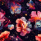 Cosmic Galaxy Floral Pattern 4 Fabric - ineedfabric.com