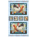 Country Roosters Rooster Fabric Panel - 24" - ineedfabric.com