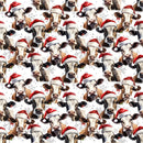 Cow In Santa Hats Fabric - White - ineedfabric.com