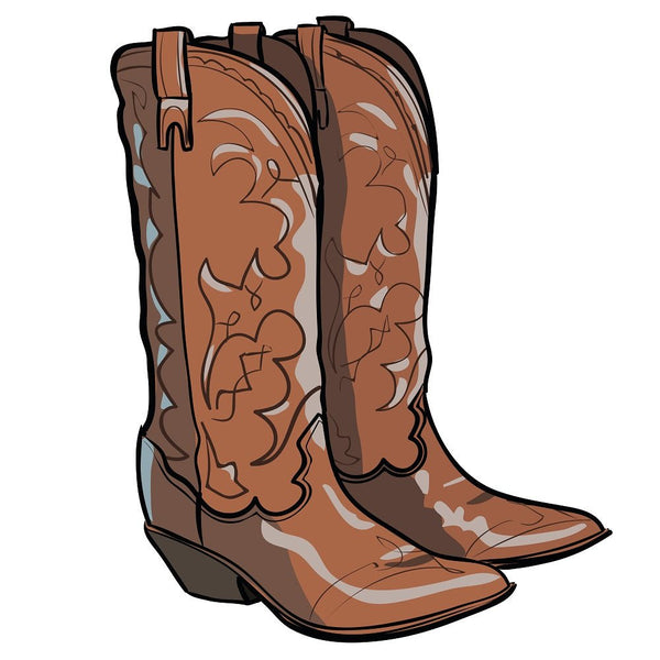 Cowboy Boots Fabric Panel - Brown - ineedfabric.com