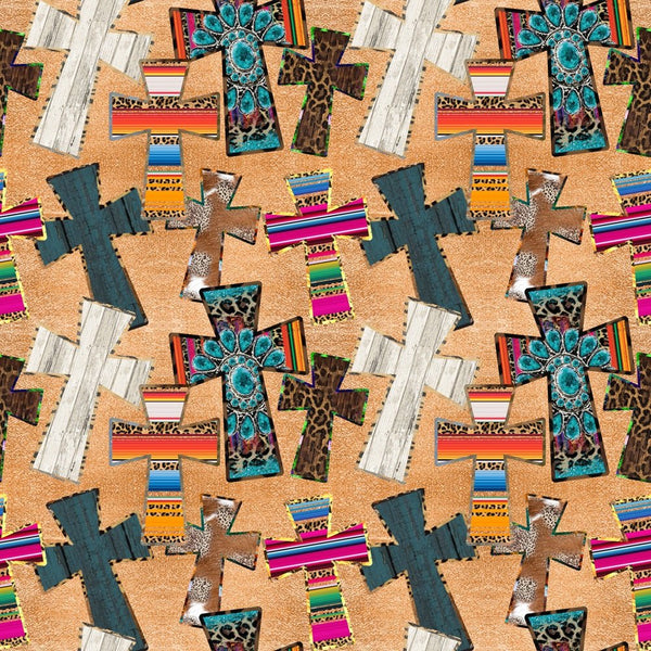 Cowboy Crosses Fabric - ineedfabric.com
