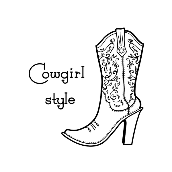 Cowgirl Boot Fabric Panel - White - ineedfabric.com