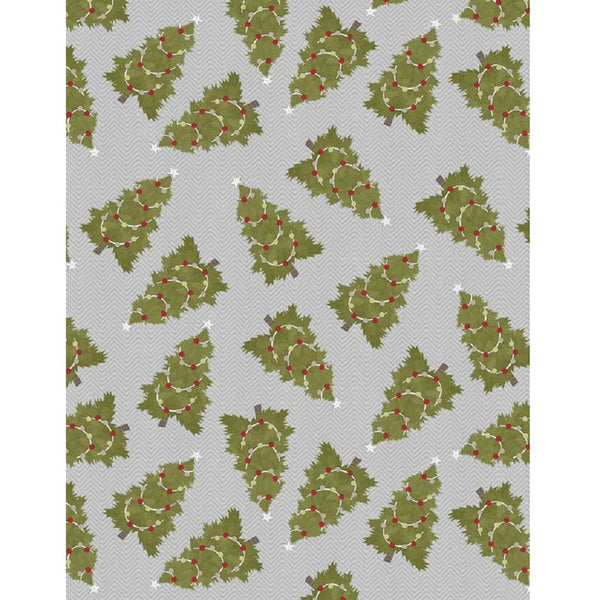 Cozy Critters Christmas Trees Fabric - ineedfabric.com
