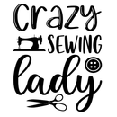 Crazy Sewing Lady Fabric Panel - Black/White - ineedfabric.com