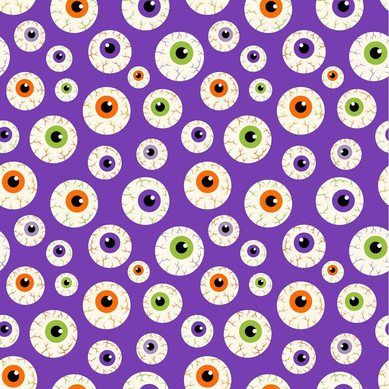 Creepy Eyeballs Fabric - Purple - ineedfabric.com