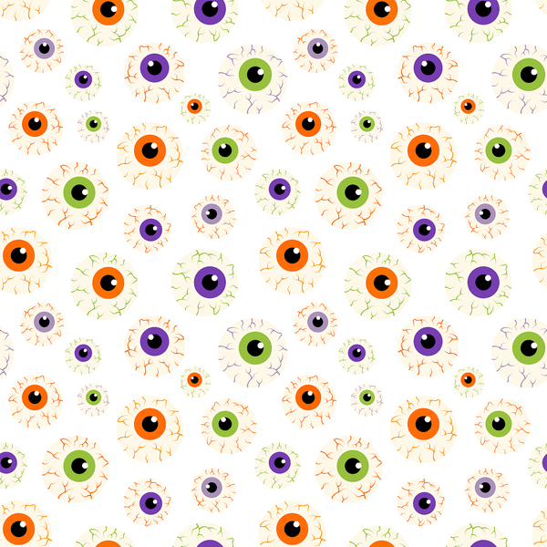 Creepy Eyeballs Fabric - White - ineedfabric.com