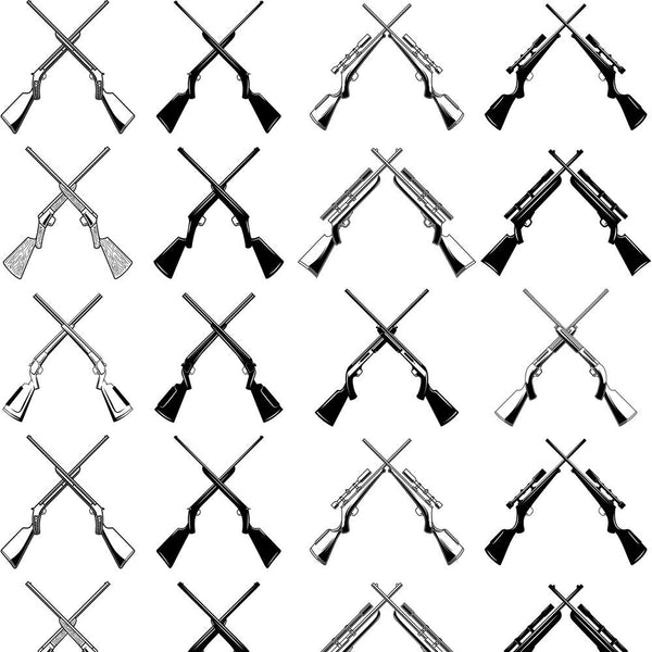 Crossed Rifles Fabric - White - ineedfabric.com