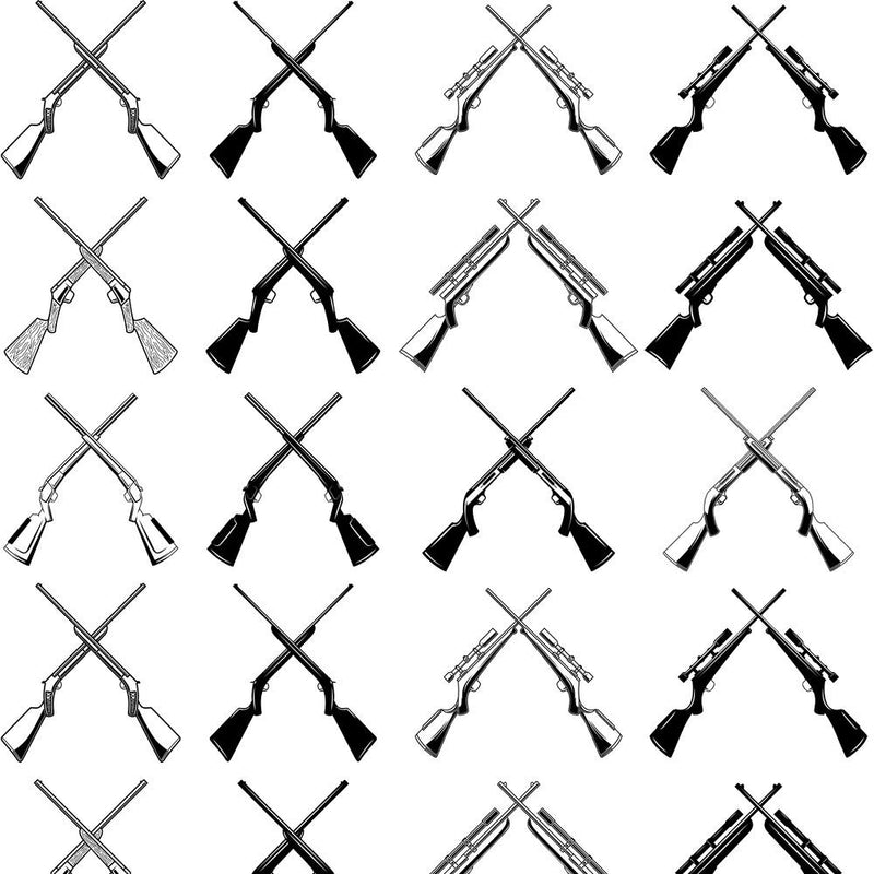 Crossed Rifles Fabric - White - ineedfabric.com
