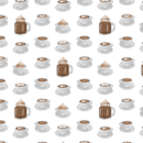 Cup Of Delight Fabric - White/Brown - ineedfabric.com