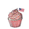 Cupcake & Flags Fabric Panel - Red - ineedfabric.com