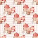 Cupcake Trio on Checkered Fabric - Peach - ineedfabric.com