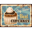 Cupcakes Retro Sign Fabric Panel - ineedfabric.com