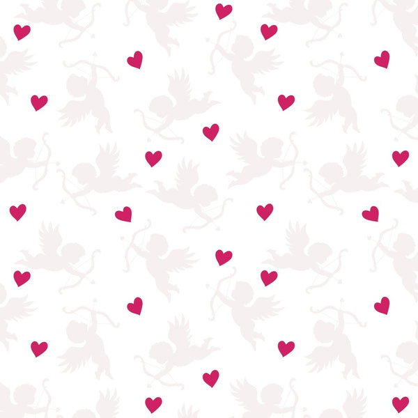 Cupid Silhouette & Hearts Fabric - Variation 2 - ineedfabric.com