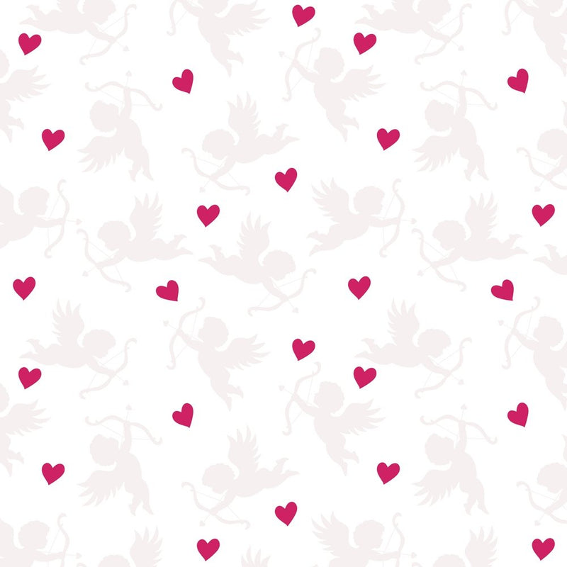 Cupid Silhouette & Hearts Fabric - Variation 2 - ineedfabric.com