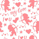 Cupid Silhouettes and Phrases Fabric - ineedfabric.com