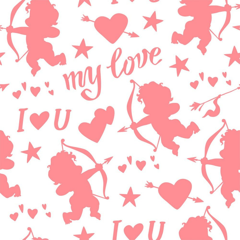 Cupid Silhouettes and Phrases Fabric - ineedfabric.com