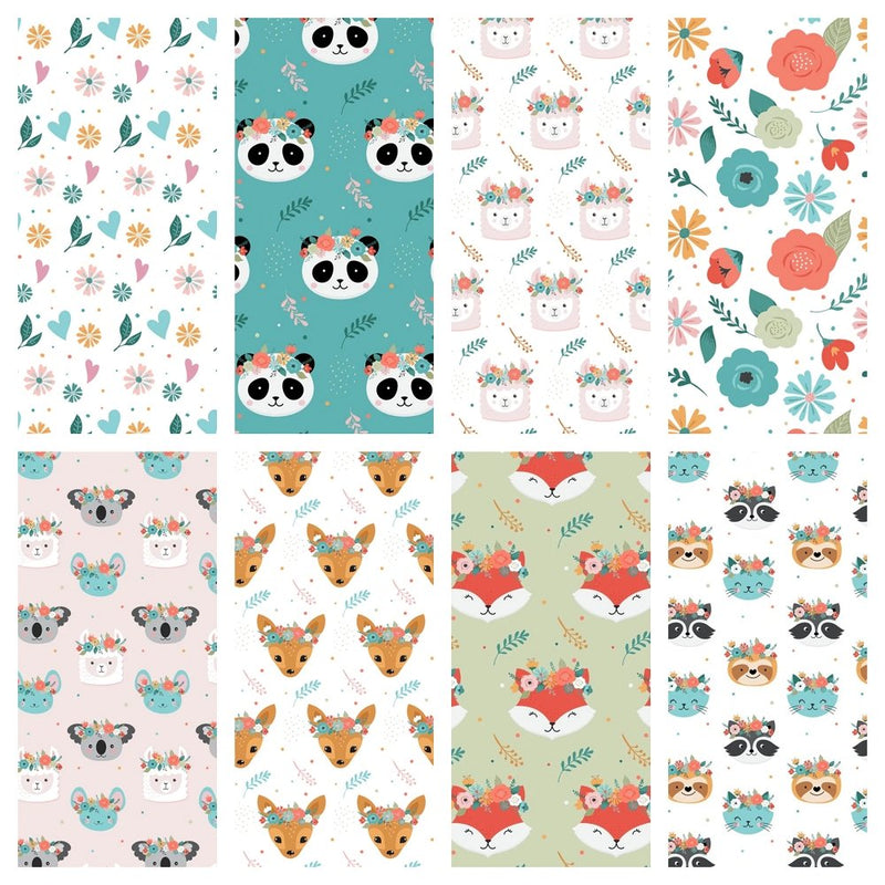 Cute Animals & Florals Fabric Bundle - 1 Yard Bundle - ineedfabric.com