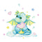 Cute Baby Dragon Hugging Heart Fabric Panel - ineedfabric.com