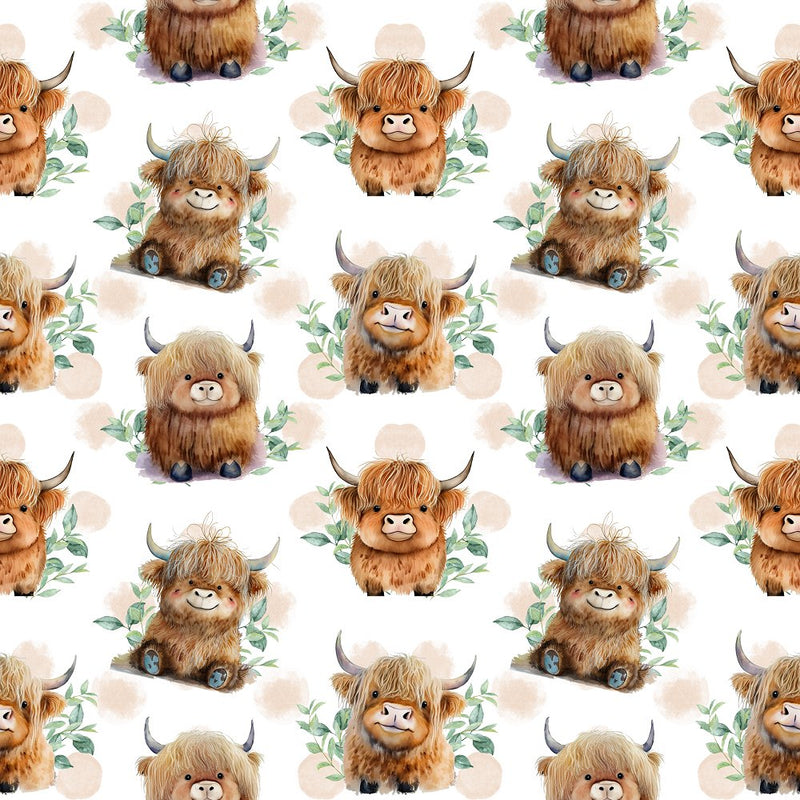 Cute Baby Highland Cows Fabric - ineedfabric.com
