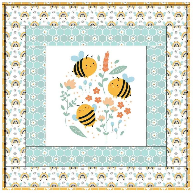 Cute Bees and Flowers Wall Hanging 42" x 42" - ineedfabric.com