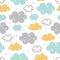 Cute Bees Clouds Fabric - White - ineedfabric.com
