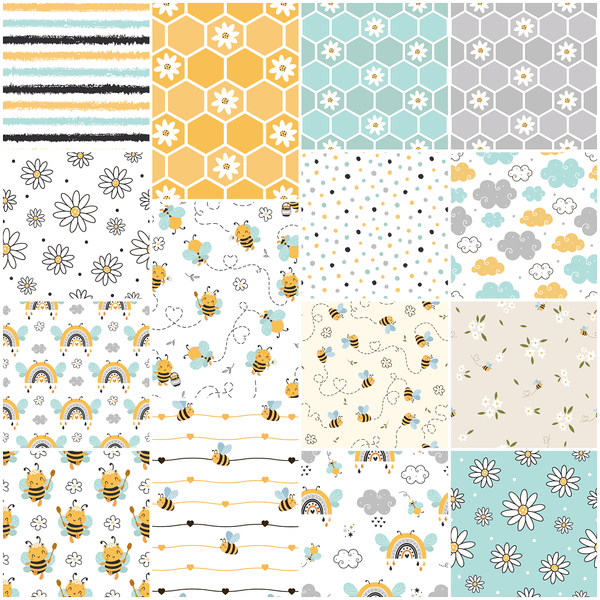 Cute Bees Fat Eighth Bundle - 15 Pieces - ineedfabric.com