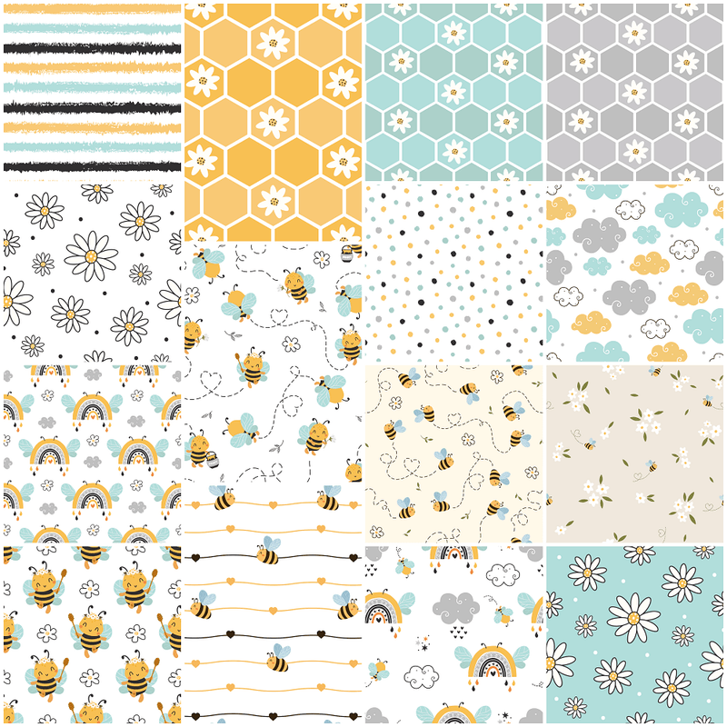 Cute Bees Fat Quarter Bundle - 15 Pieces - ineedfabric.com