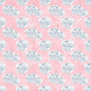 Cute Birds and Flowers Blue Flowers Fabric - Pink - ineedfabric.com