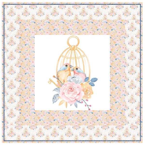 Cute Birds and Flowers Caged Wall Hanging 42" x 42" - ineedfabric.com